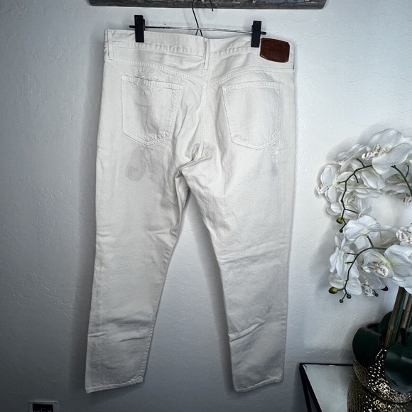 Polo Ralph Lauren Patch Vintage Distressed Astor Boyfriend Jeans 32 In Cream - Picture 2 of 9